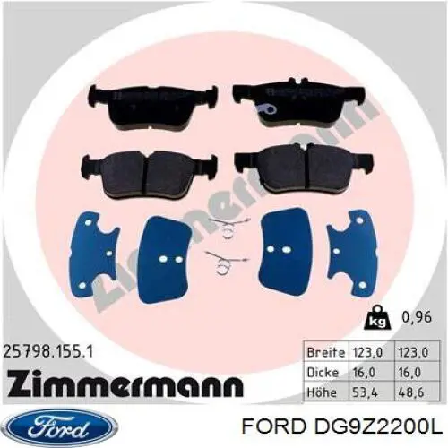 Okładziny (klocki) do hamulców tarczowych tylne Ford DG9Z2200L cena, od 31,33 USD