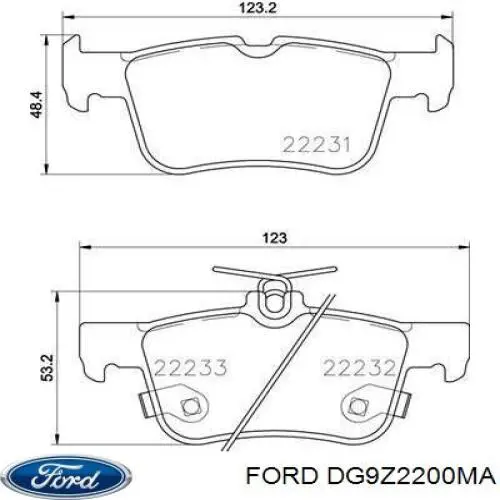 Okładziny (klocki) do hamulców tarczowych tylne Ford DG9Z2200MA cena, od 26,36 USD