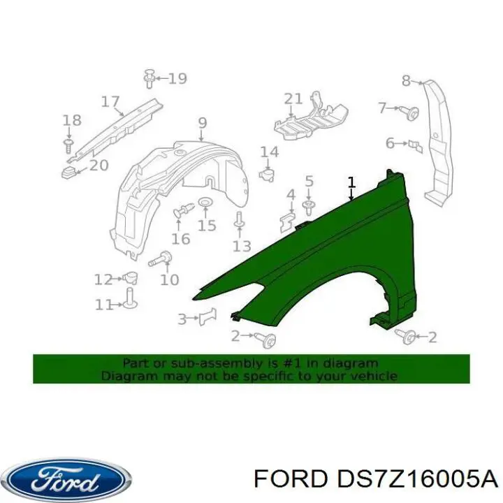 Do koszyka DS7Z16005A Ford Błotnik przedni prawy