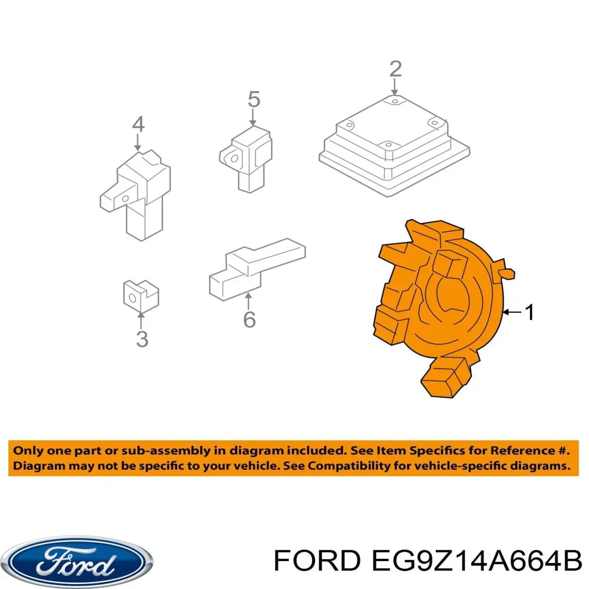 EG9Z14A664B Ford Pierścień kontaktowy AIRBAG, taśma kierownicy