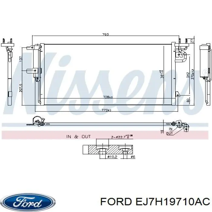 Chłodnica klimatyzacji Ford EJ7H19710AC cena, od 118,85 USD