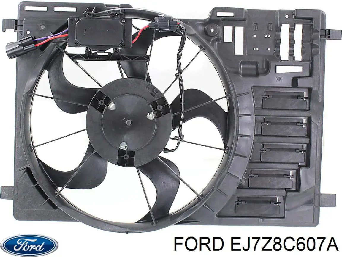 EJ7Z8C607A Ford dyfuzor chłodnicy, w komplecie z silnikiem i wirnikiem