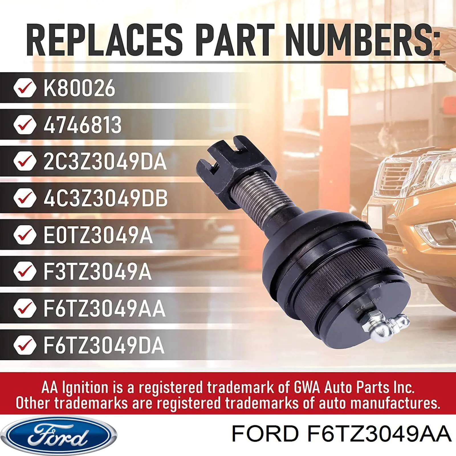 F6TZ3049AA Ford Sworzeń wahacza górny