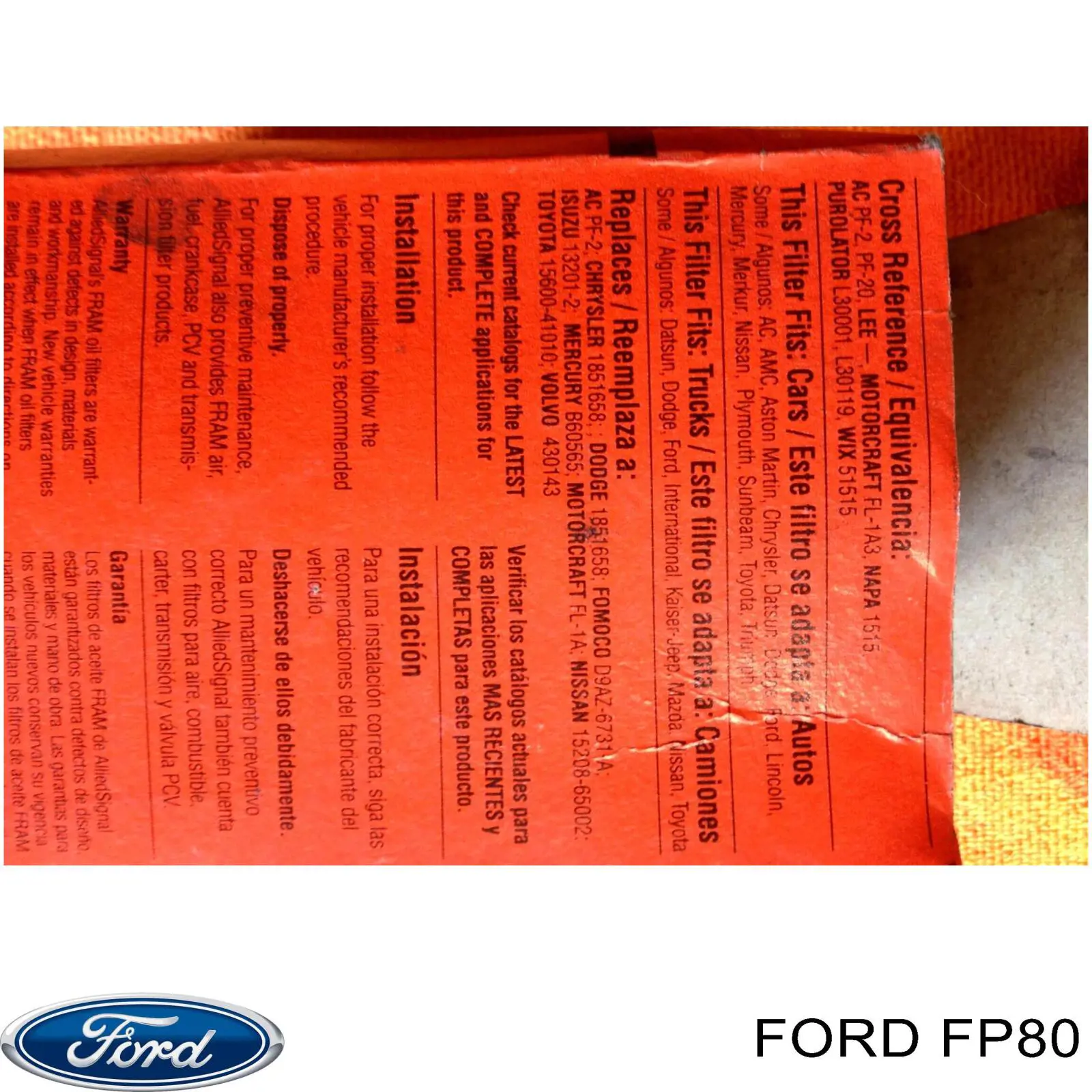 Filtr kabiny Ford FP80 cena, od 7,60 USD