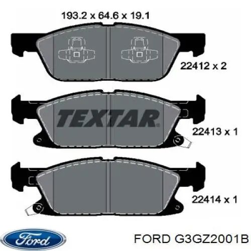 G3GZ2001B Ford Klocki hamulcowe przednie tarczowe