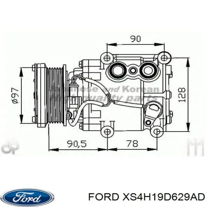 Sprężarka klimatyzacji Ford XS4H19D629AD cena, od 83,00 USD