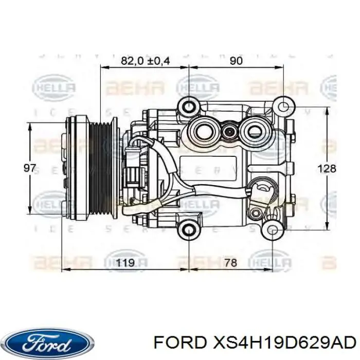 Sprężarka klimatyzacji Ford XS4H19D629AD cena, od 83,00 USD