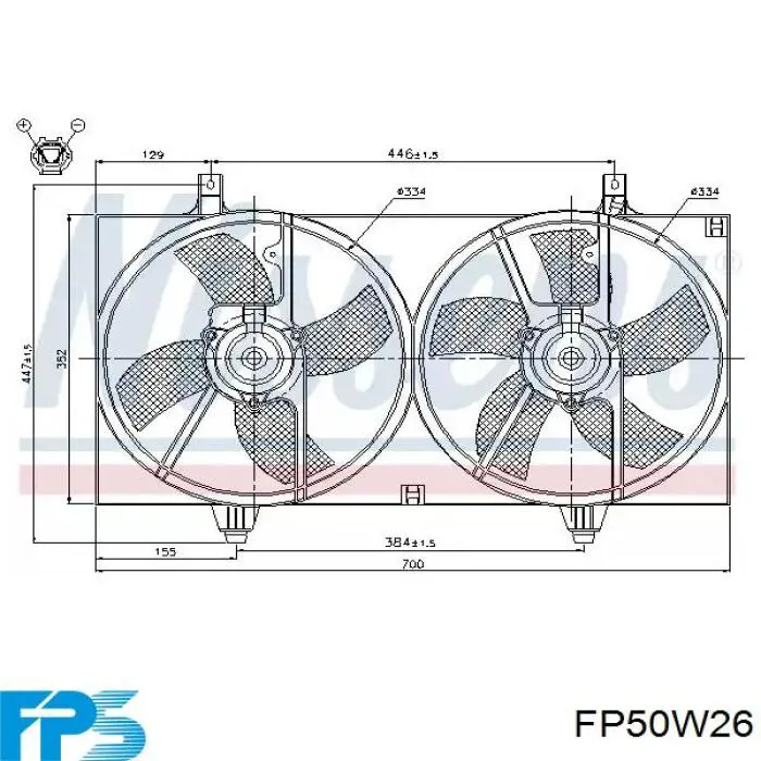 FP50W26 FPS Dyfuzor chłodnicy, w komplecie z silnikiem i wirnikiem