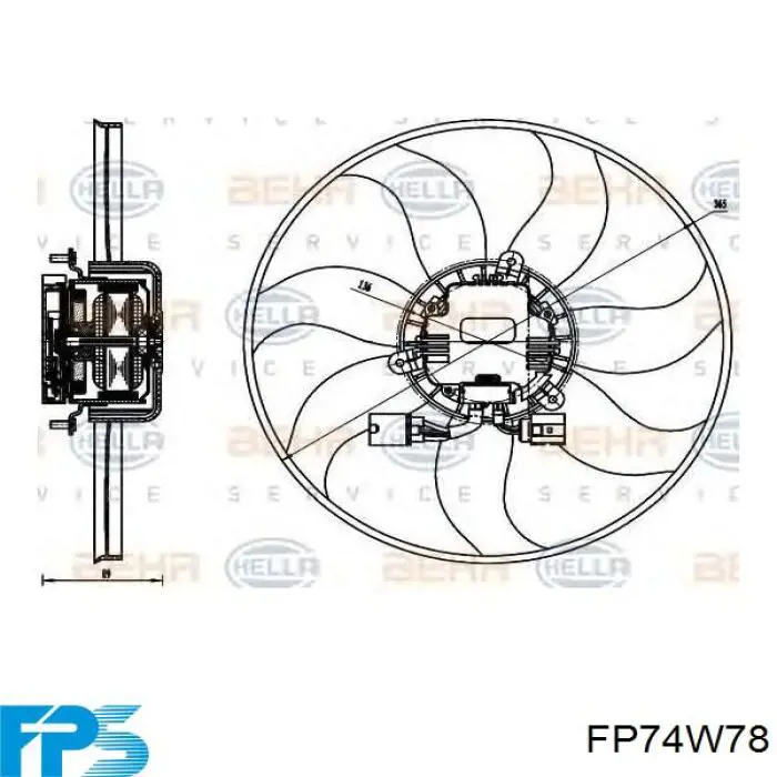 Wentylator elektryczny układu chłodzenia, kompletny (silnik+wirnik) prawy FPS FP74W78 cena, od 50,76 USD