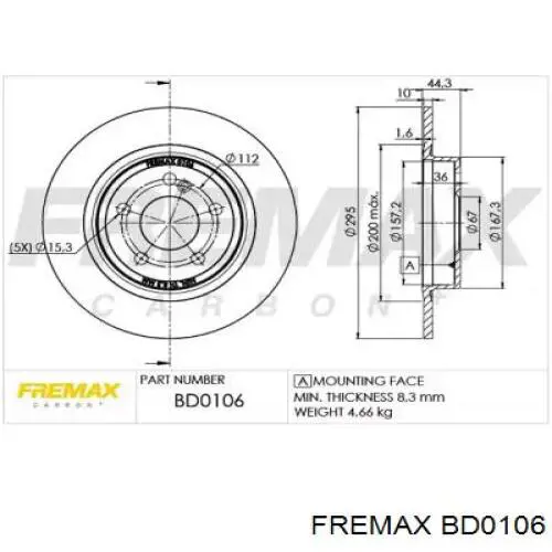 Tarcza hamulcowa tylna Fremax BD0106 cena, od 49,25 USD