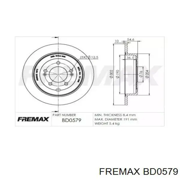 Tarcza hamulcowa tylna Fremax BD0579 cena, od 57,64 USD