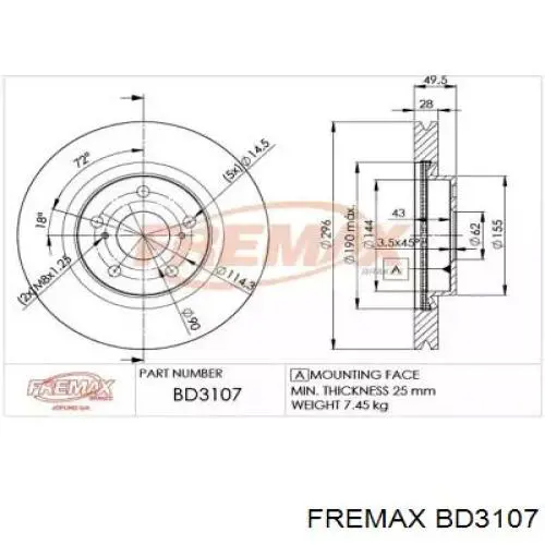 Tarcza hamulcowa przednia Fremax BD3107 cena, od 50,84 USD