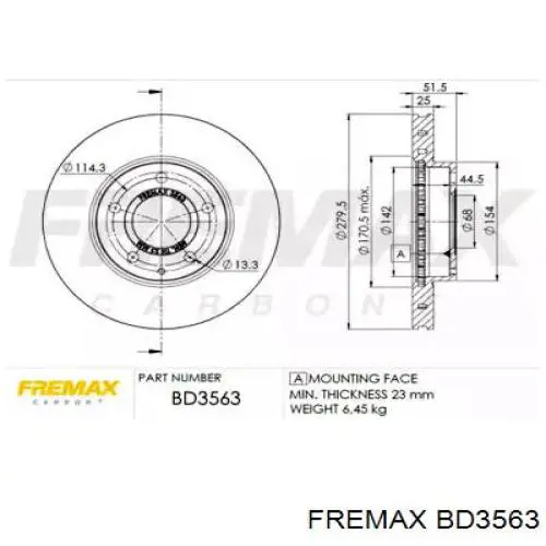 Tarcza hamulcowa przednia Fremax BD3563 cena, od 52,25 USD