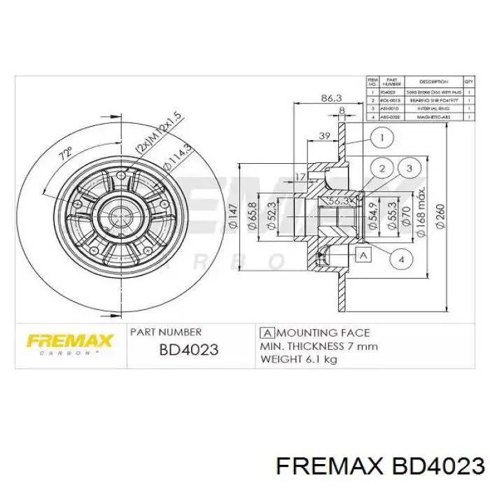 BD4023 Fremax Tarcza hamulcowa tylna