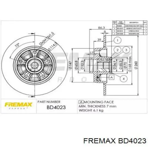 Tarcza hamulcowa tylna Fremax BD4023 cena, od 59,46 USD