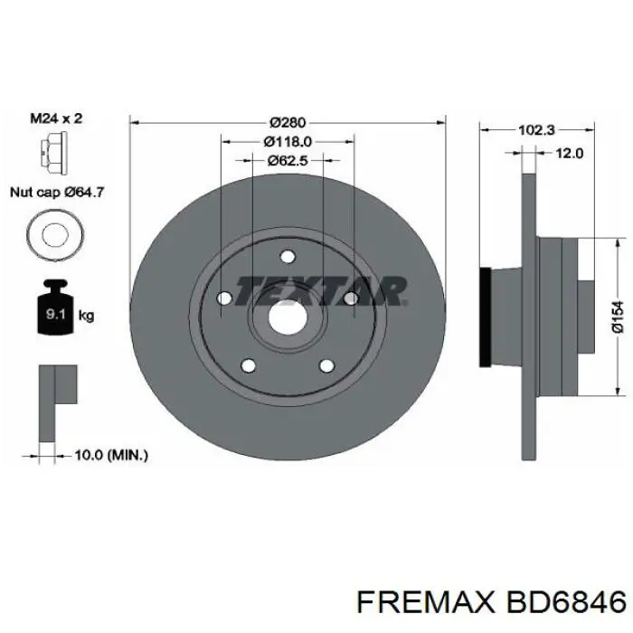 Tarcza hamulcowa tylna BD6846 Fremax