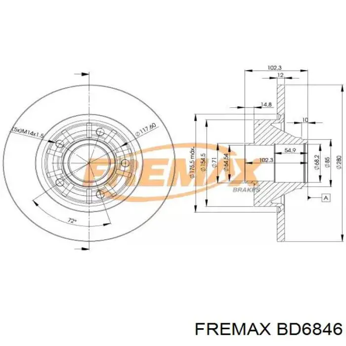 Tarcza hamulcowa tylna Fremax BD6846 cena, od 89,68 USD