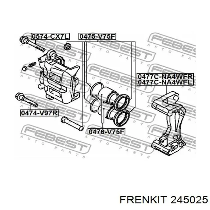 Zestaw naprawczy zacisku hamulcowego przedniego Frenkit 245025 cena, od 8,68 USD