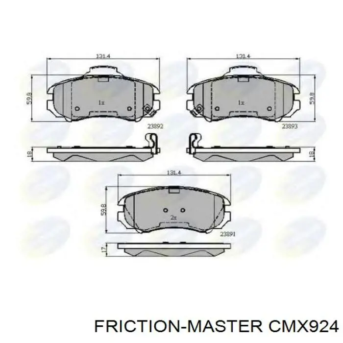 Klocki hamulcowe przednie tarczowe Friction Master CMX924 cena, od 24,93 USD