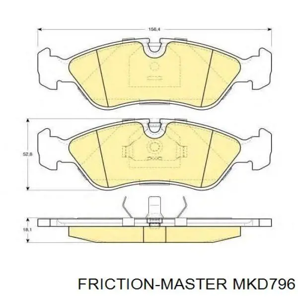 Klocki hamulcowe przednie tarczowe MKD796 Friction Master