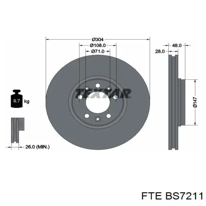 Do koszyka BS7211 FTE Tarcza hamulcowa przednia