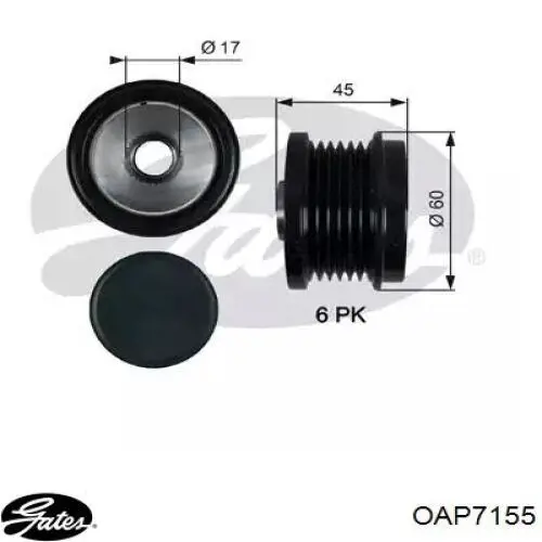 Koło pasowe alternatora Gates OAP7155 cena, od 48,91 USD