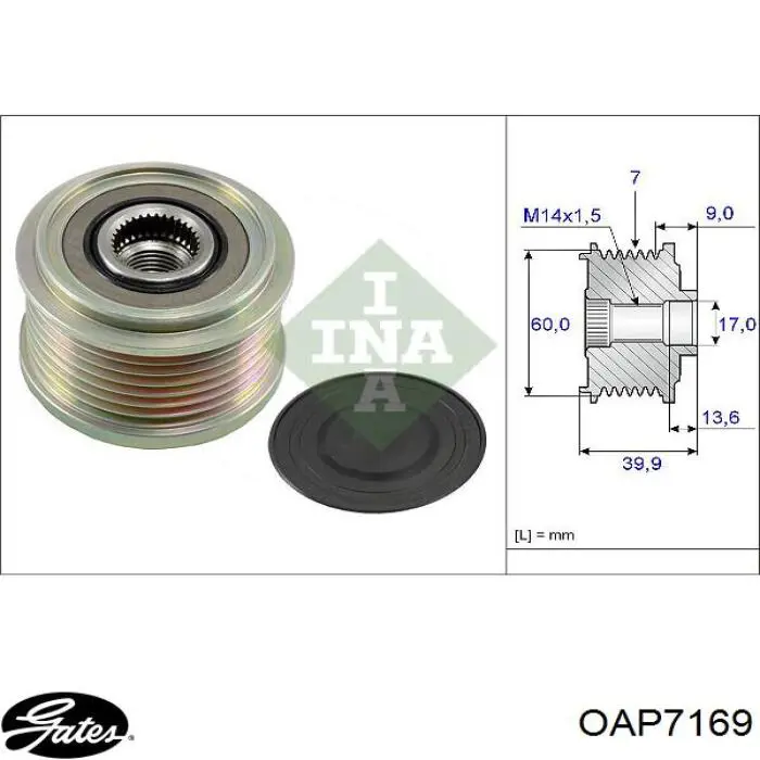 Koło pasowe alternatora 373224A300 INA
