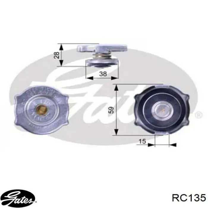Pokrywa (korek) chłodnicy Gates RC135 cena, od 8,36 USD