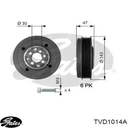 TVD1014A Gates koło pasowe wału korbowego