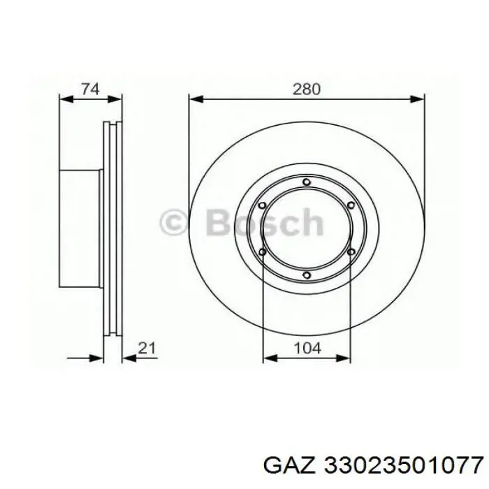 Do koszyka 33023501077 GAZ Tarcza hamulcowa przednia