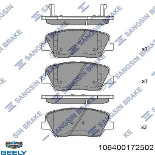 Okładziny (klocki) do hamulców tarczowych tylne Geely 106400172502 cena, od 14,41 USD