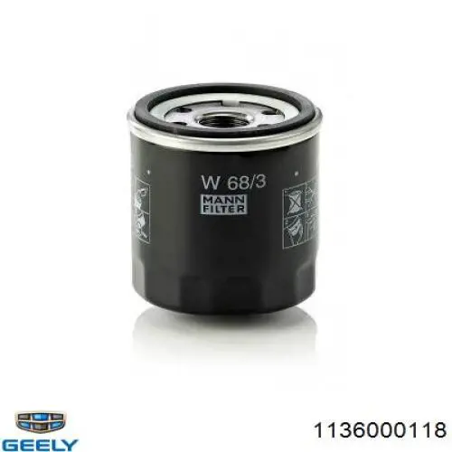 1136000118 Geely Filtr oleju