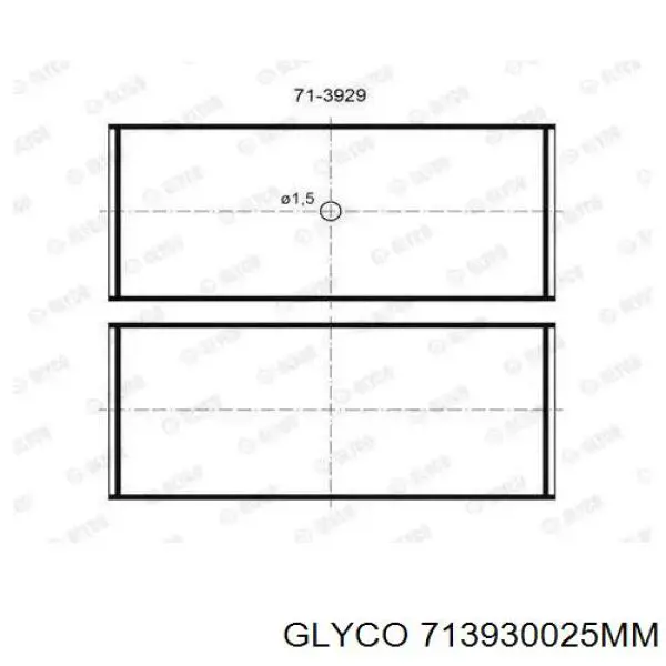 713930025MM Glyco Panewki korbowodowe wału korbowego, zestaw, 1. naprawa (+0,25)