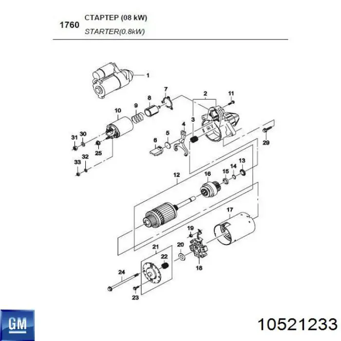 10521233 General Motors Bendiks rozrusznika