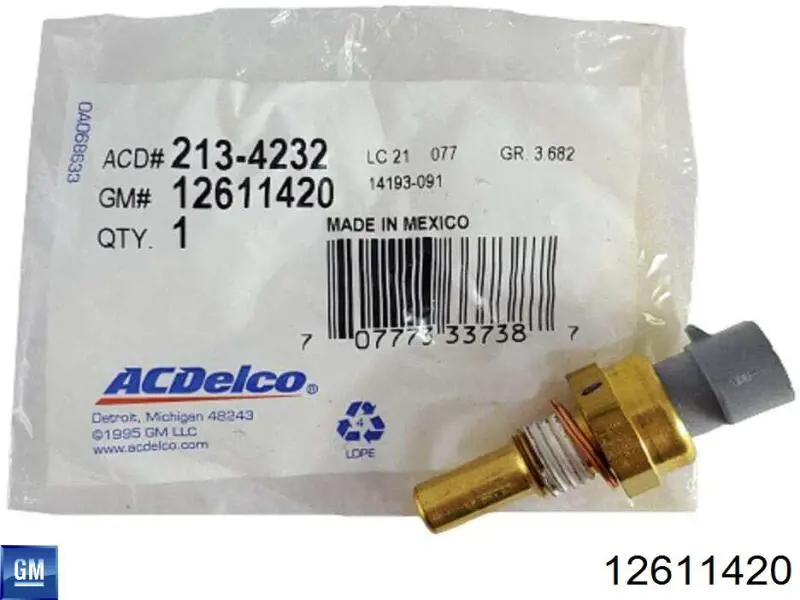 Czujnik temperatury płynu chłodzącego General Motors 12611420 cena, od 5,83 USD