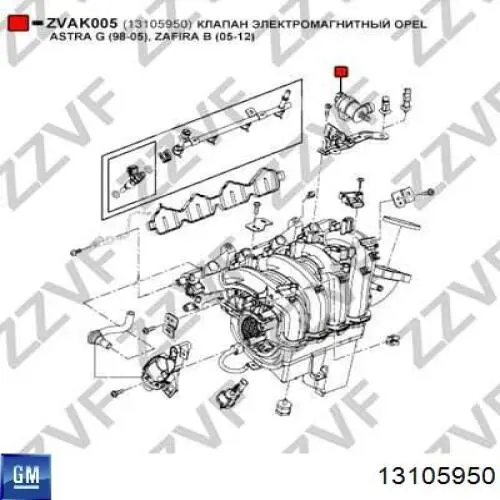 Do koszyka Zawór pochłaniacza oparów paliwa Opel Astra H L35