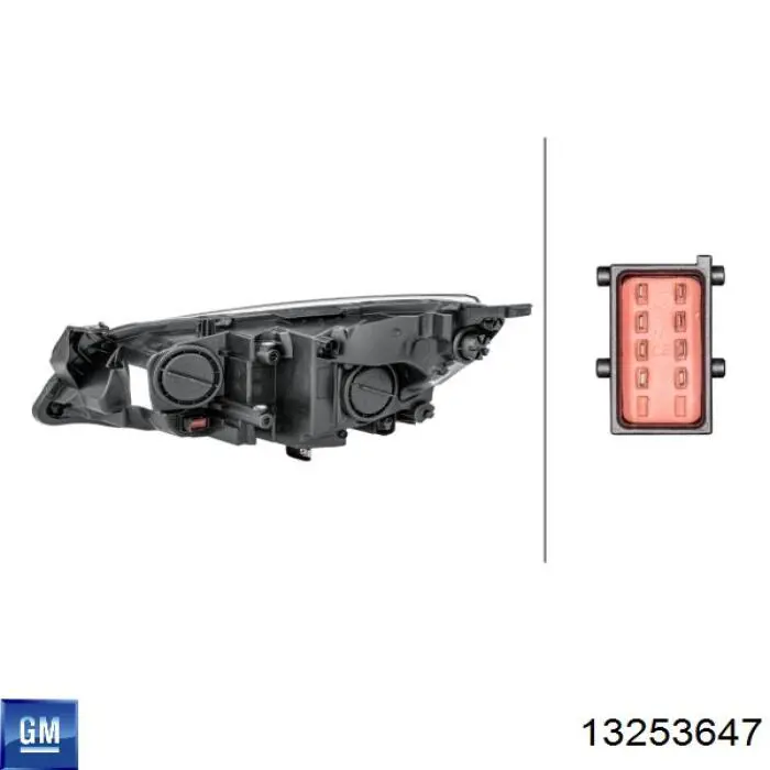 13253647 General Motors Reflektor prawy