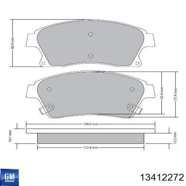13412272 General Motors Klocki hamulcowe przednie tarczowe