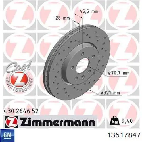 Tarcza hamulcowa przednia General Motors 13517847
