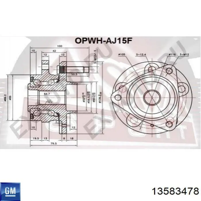 Do koszyka 13583478 General Motors Piasta przednia