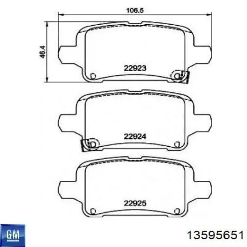 Okładziny (klocki) do hamulców tarczowych tylne General Motors 13595651 cena, od 25,37 USD