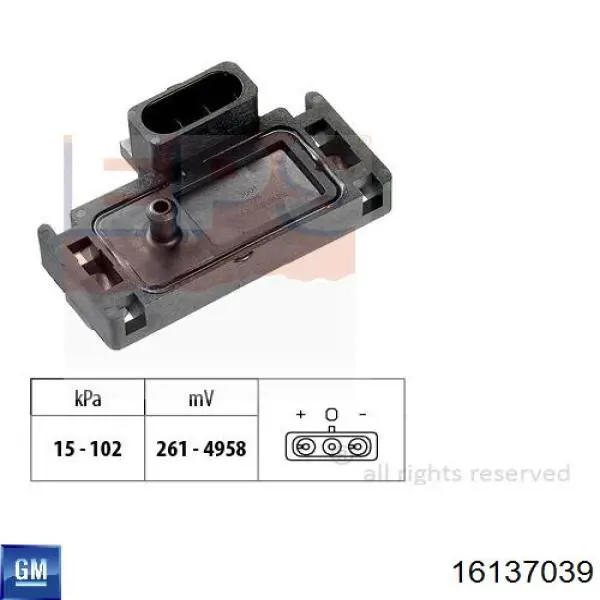 Czujnik ciśnienia w kolektorze ssącym, MAP 16137039 General Motors