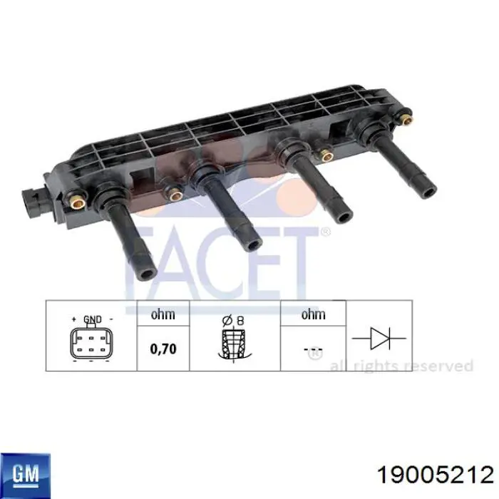 Cewka zapłonowa General Motors 19005212 cena, od 73,20 USD