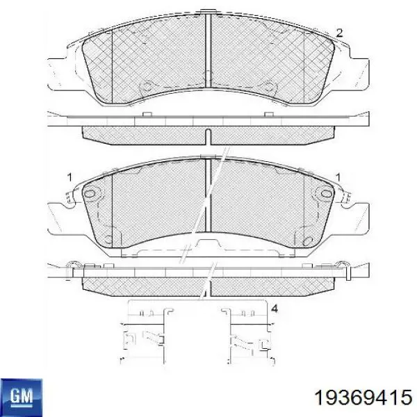 Klocki hamulcowe przednie tarczowe General Motors 19369415 cena, od 18,63 USD