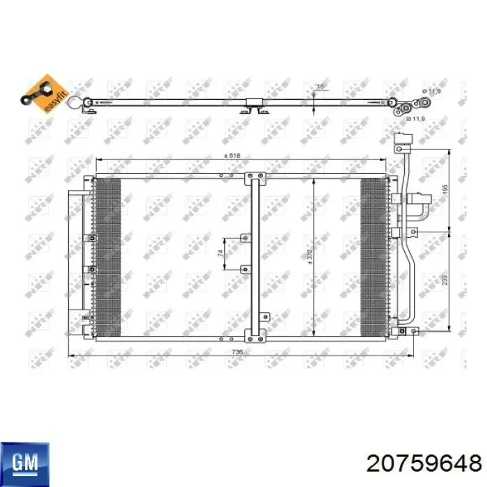 Chłodnica klimatyzacji General Motors 20759648 cena, od 93,03 USD