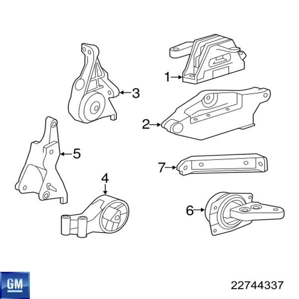 Poduszka (podpora) silnika prawa 22744337 General Motors