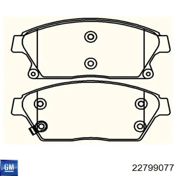 Do koszyka 22799077 General Motors Klocki hamulcowe przednie tarczowe
