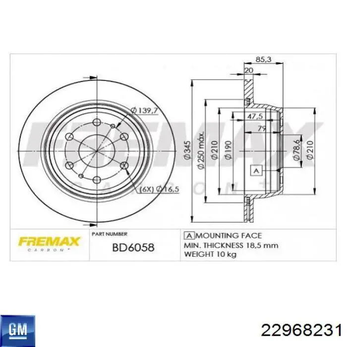 22968231 General Motors Tarcza hamulcowa tylna