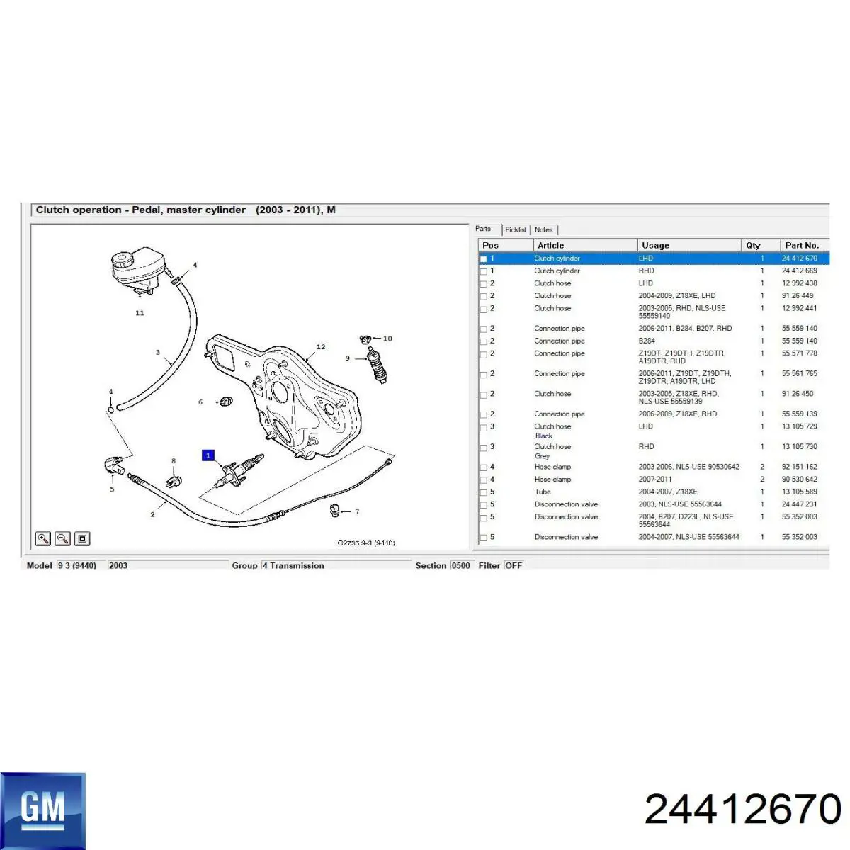 Cylinder sprzęgła główny General Motors 24412670 cena, od 47,33 USD