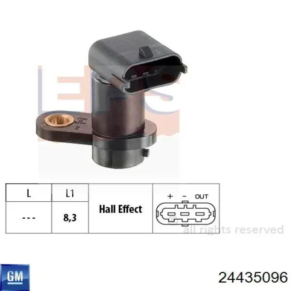 Czujnik położenia wałka rozrządu 24435096 General Motors